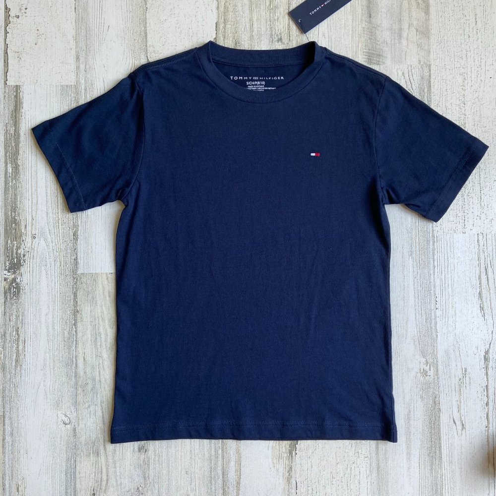 NWT Tommy Hilfiger Boys Size Small 8/10 Navy Blue Short Sleeve Tee Soft